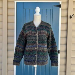 Vintage ALPS Fine Womens Apparel Wool Multicolor Striped Button Women Size M